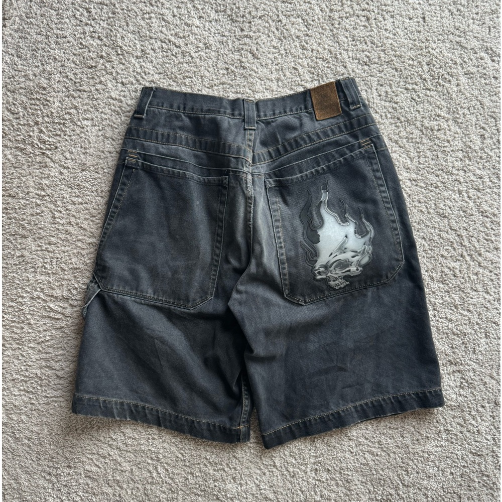 Vintage Y2K Jnco Jeans Tribal Skull Jorts Size 34